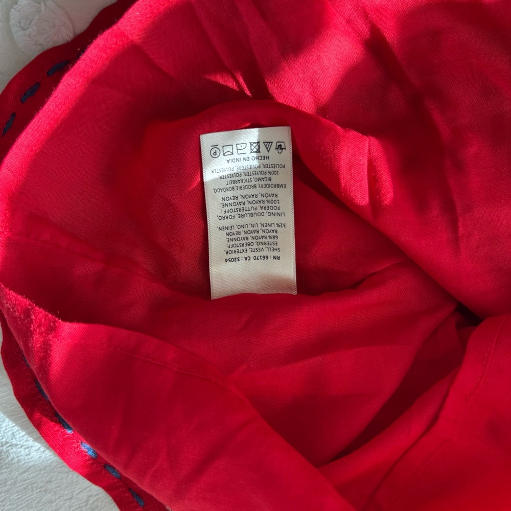 Anthropologie Akemi + Kin Red Sleeveless Embroidered Shift Dress Size M - Picture 4 of 5